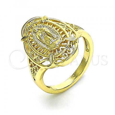 Oro Laminado Elegant Ring, Gold Filled Style Guadalupe Design, Polished, Golden Finish, 01.380.0023.09