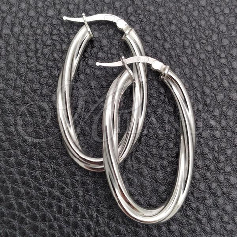 Sterling Silver Medium Hoop, Diamond Cutting Finish, Silver Finish, 02.389.0103.30
