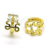 Oro Laminado Huggie Hoop, Gold Filled Style Teddy Bear Design, with White Cubic Zirconia, Polished, Golden Finish, 02.210.0789.10