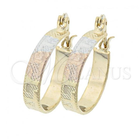 Oro Laminado Small Hoop, Gold Filled Style Diamond Cutting Finish, Tricolor, 5.158.027.5