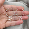 Sterling Silver Small Hoop, Star Design, Polished, Silver Finish, 02.401.0012.25