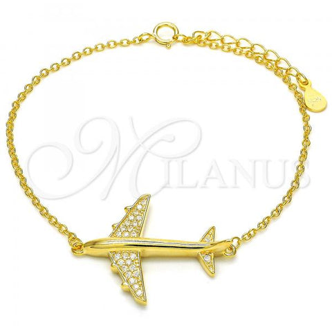 Sterling Silver Fancy Bracelet, with White Cubic Zirconia, Polished, Golden Finish, 03.336.0037.2.07