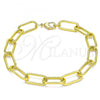 Oro Laminado Basic Bracelet, Gold Filled Style Paperclip Design, Polished, Golden Finish, 03.341.0122.08