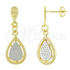 Oro Laminado Dangle Earring, Gold Filled Style Teardrop Design, Matte Finish, Two Tone, 02.55.0044