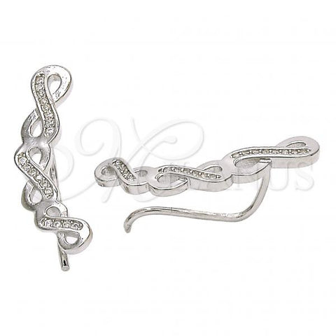 Sterling Silver Stud Earring, Infinite Design, with White Micro Pave, Polished, Rhodium Finish, 02.186.0155.1