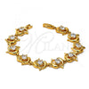 Oro Laminado Fancy Bracelet, Gold Filled Style Dolphin Design, with White Cubic Zirconia, Polished, Golden Finish, 5.030.001.1.08