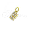 Oro Laminado Fancy Pendant, Gold Filled Style Initials Design, with White Cubic Zirconia, Polished, Golden Finish, 05.341.0025