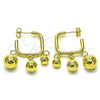 Oro Laminado Long Earring, Gold Filled Style Chunky Design, Polished, Golden Finish, 02.368.0093