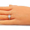 Oro Laminado Multi Stone Ring, Gold Filled Style with White Cubic Zirconia, Polished, Golden Finish, 01.210.0126.06