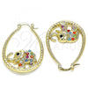 Oro Laminado Medium Hoop, Gold Filled Style Elephant Design, with Multicolor Crystal, Diamond Cutting Finish, Golden Finish, 02.380.0060.1.30