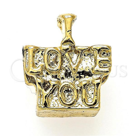 Oro Laminado Love Link Pendant, Gold Filled Style Love Design, Golden Finish, 05.179.0046