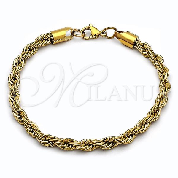 Stainless Steel Basic Bracelet, Rope Design, Polished, Golden Finish, 03.278.0012.1.09