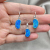 Sterling Silver Earring and Pendant Adult Set, with Bermuda Blue Opal, Polished, Silver Finish, 10.391.0012