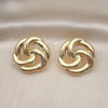 Oro Laminado Stud Earring, Gold Filled Style Chunky Design, Polished, Golden Finish, 02.163.0252