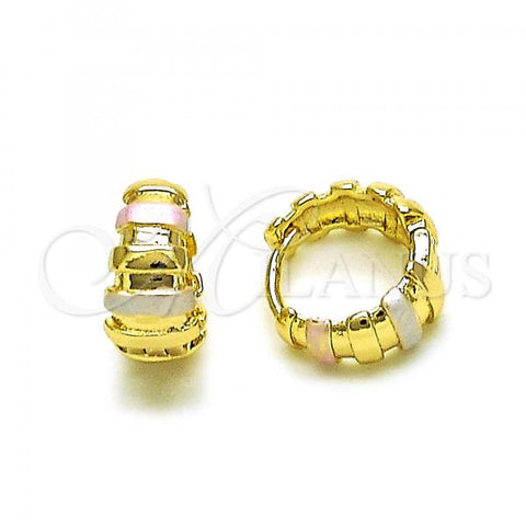 Oro Laminado Huggie Hoop, Gold Filled Style Polished, Tricolor, 02.213.0477.1.12