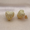 Oro Laminado Stud Earring, Gold Filled Style Heart Design, Matte Finish, Golden Finish, 02.195.0276