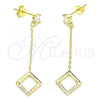 Sterling Silver Long Earring, with White Cubic Zirconia, Polished, Golden Finish, 02.366.0003.1
