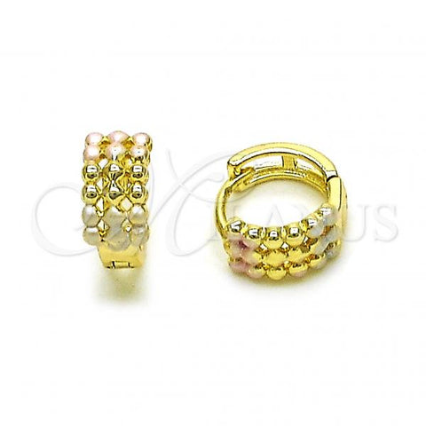 Oro Laminado Huggie Hoop, Gold Filled Style Polished, Tricolor, 02.213.0483.1.12