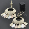 Oro Laminado Chandelier Earring, Gold Filled Style Teardrop Design, Diamond Cutting Finish, Tricolor, 89.004
