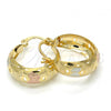 Oro Laminado Small Hoop, Gold Filled Style Butterfly Design, Polished, Tricolor, 02.106.0007.1.20