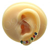 Oro Laminado Earcuff Earring, Gold Filled Style with Multicolor Cubic Zirconia, Polished, Golden Finish, 02.210.0734.1