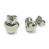 Rhodium Plated Stud Earring, Heart Design, Polished, Rhodium Finish, 02.156.0683.1