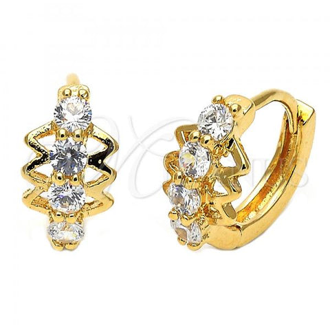 Oro Laminado Huggie Hoop, Gold Filled Style with White Cubic Zirconia, Polished, Golden Finish, 5.130.019.1