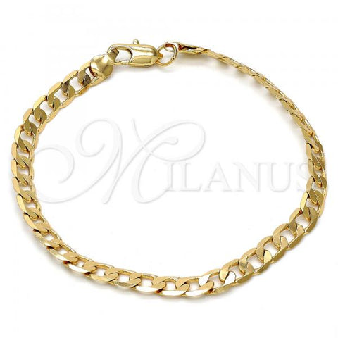 Gold Tone Basic Bracelet, Curb Design, Polished, Golden Finish, 04.242.0027.09GT