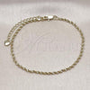 Oro Laminado Basic Anklet, Gold Filled Style Singapore Design, Diamond Cutting Finish, Golden Finish, 04.213.0225.09