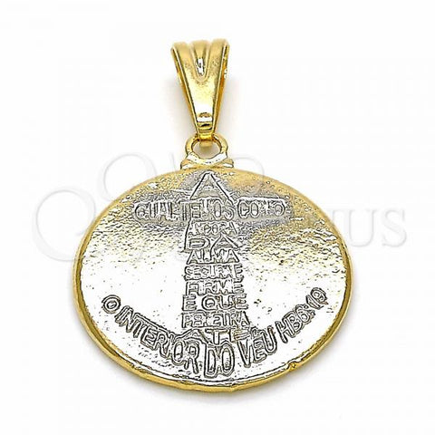 Oro Laminado Fancy Pendant, Gold Filled Style Anchor Design, Polished, Two Tone, 05.32.0063