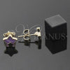 Oro Laminado Stud Earring, Gold Filled Style Star Design, Purple Enamel Finish, Golden Finish, 02.64.0247 *PROMO*
