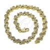 Oro Laminado Fancy Anklet, Gold Filled Style Heart Design, Polished, Golden Finish, 03.100.0056.10