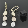Oro Laminado Long Earring, Gold Filled Style Teardrop Design, Diamond Cutting Finish, Tricolor, 02.63.2144