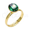 Oro Laminado Multi Stone Ring, Gold Filled Style with Emerald Swarovski Crystals, Polished, Golden Finish, 01.239.0004.6 (One size fits all)
