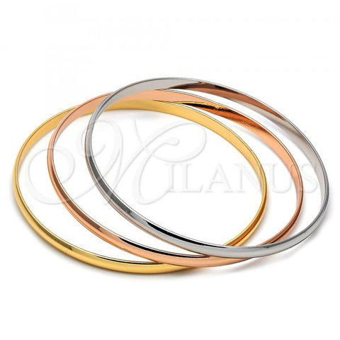 Oro Laminado Trio Bangle, Gold Filled Style Polished, Tricolor, 5.233.010 (04 MM Thickness, Size 5 - 2.50 Diameter)