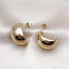 Oro Laminado Stud Earring, Gold Filled Style Chunky Design, Polished, Golden Finish, 02.156.0680