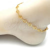Oro Laminado Fancy Anklet, Gold Filled Style Four-leaf Clover Design, Polished, Golden Finish, 03.326.0015.10