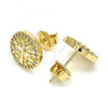 Oro Laminado Stud Earring, Gold Filled Style Tree Design, with Multicolor Micro Pave, Polished, Golden Finish, 02.156.0448