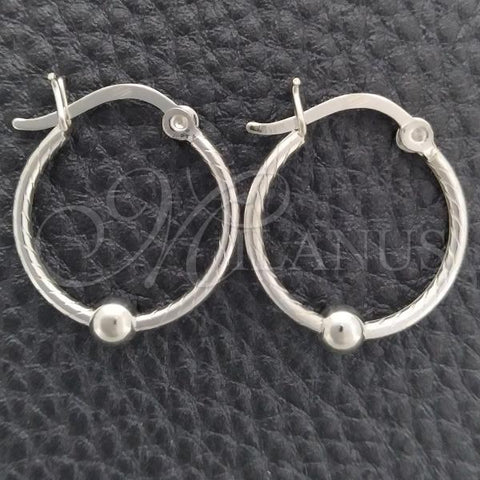 Sterling Silver Small Hoop, and Ball Polished, Silver Finish, 02.399.0018.18