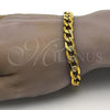 Stainless Steel Basic Bracelet, Curb Design, Polished, Golden Finish, 03.256.0019.08
