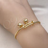 Oro Laminado Individual Bangle, Gold Filled Style Rattle Charm Design, Polished, Golden Finish, 07.168.0026