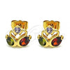 Oro Laminado Stud Earring, Gold Filled Style Swan Design, with Multicolor Cubic Zirconia, Polished, Golden Finish, 02.387.0083.1