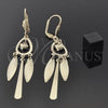 Oro Laminado Chandelier Earring, Gold Filled Style Heart and Teardrop Design, Polished, Golden Finish, 02.63.0611