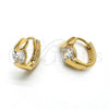 Oro Laminado Huggie Hoop, Gold Filled Style with White Cubic Zirconia, Polished, Golden Finish, 5.132.024.1