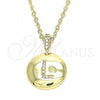 Oro Laminado Fancy Pendant, Gold Filled Style Initials Design, with White Cubic Zirconia, Polished, Golden Finish, 05.341.0010