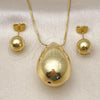 Oro Laminado Earring and Pendant Adult Set, Gold Filled Style Chunky and Ball Design, Polished, Golden Finish, 10.417.0010