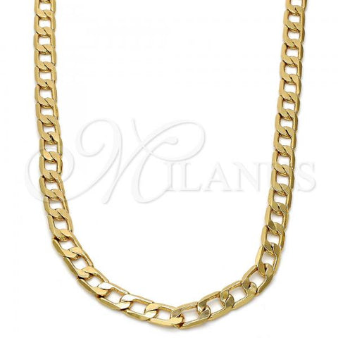 Gold Tone Basic Necklace, Curb Design, Polished, Golden Finish, 04.242.0026.28GT