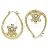 Oro Laminado Medium Hoop, Gold Filled Style Turtle Design, with White and Black Crystal, Diamond Cutting Finish, Golden Finish, 02.380.0061.30