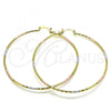 Oro Laminado Extra Large Hoop, Gold Filled Style Diamond Cutting Finish, Tricolor, 02.168.0037.1.70