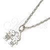 Rhodium Plated Pendant Necklace, Little Girl and Little Boy Design, Polished, Rhodium Finish, 04.106.0020.1.20